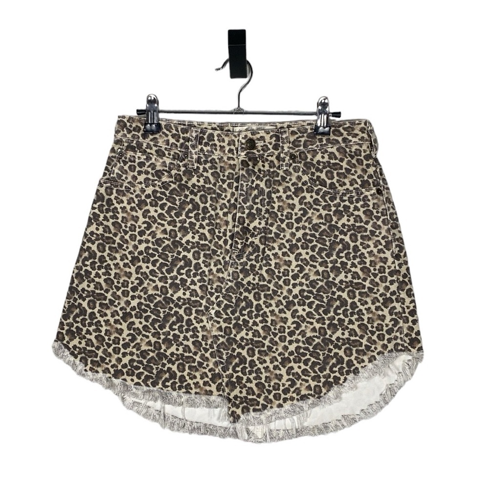 Free people animal print denim skirt